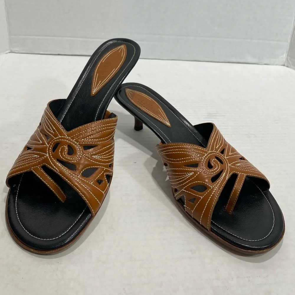 Cole Haan Brown Leather Slide Sandals